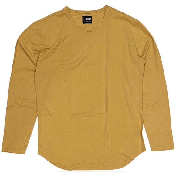 Cuts Clothing Men's Elongated Crew Neck Long Sleeve Tee T-Shirt in X-Large - Picture 1 of 2